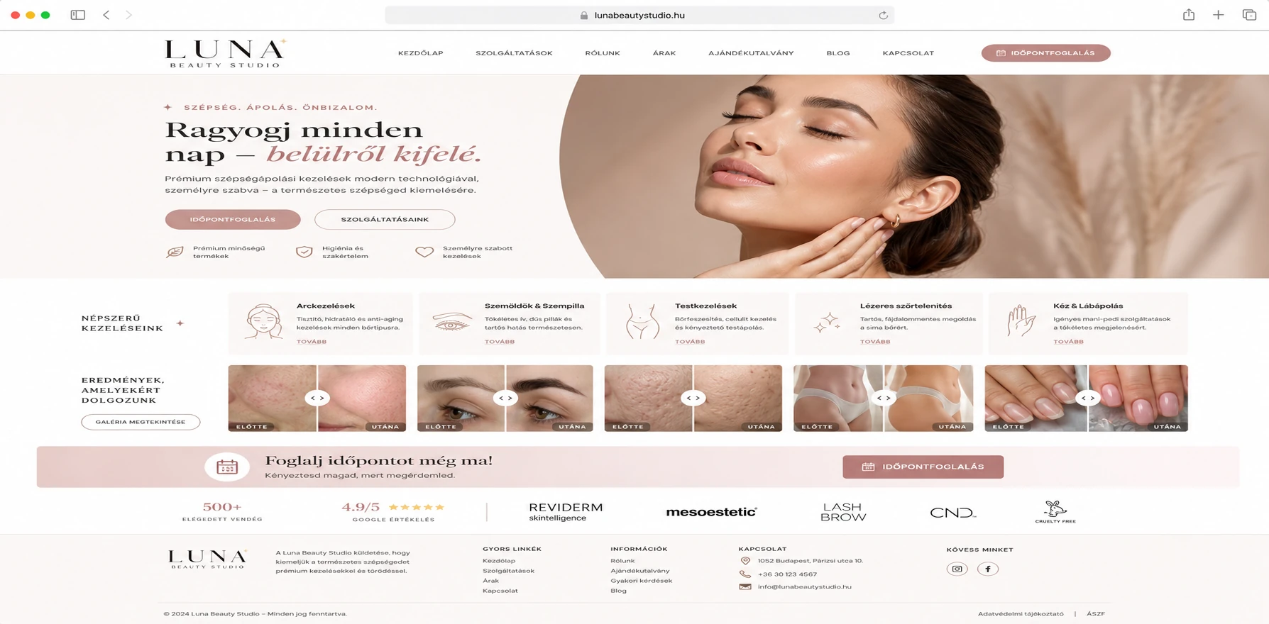 Beauty studio – koncepció