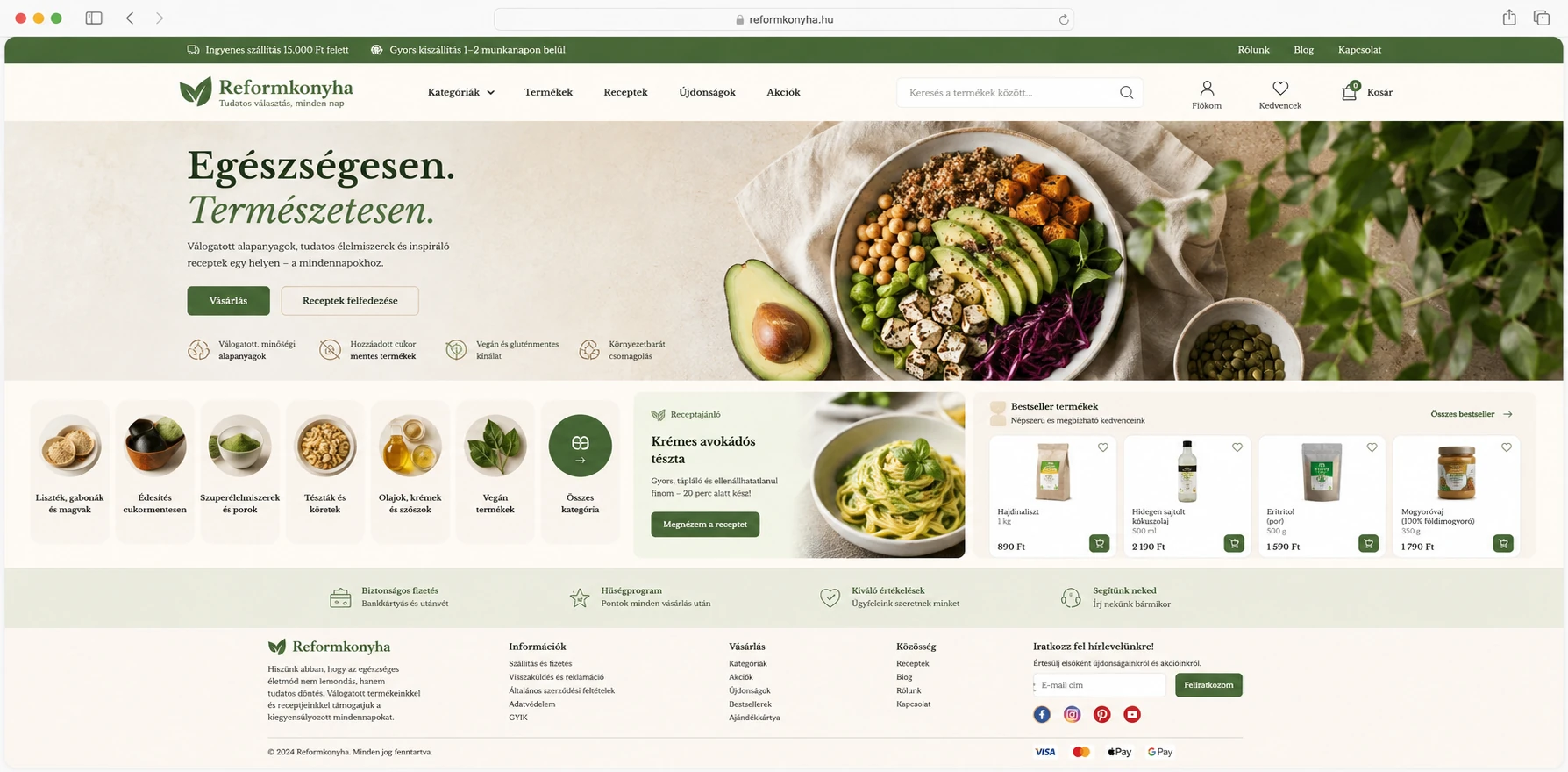 Reform webshop – koncepció